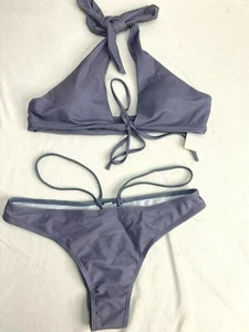 2 piezas para mujer parte inferior grande de bikini corte alto descarado gris - Imagen 1 de 5