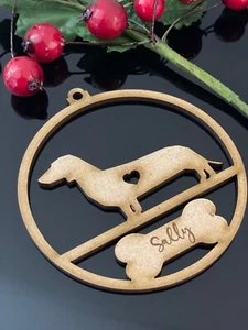 PERSONALISED DASCHUND CHRISTMAS BAUBLE ORNAMENT | HANGER | DOCORATION | XMAS | C - Picture 1 of 1