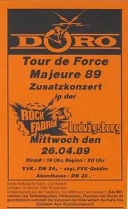 DORO - Tour de Force Majeure 89 - Eintrittskarte Ticket - Sammlerstück - Bild 1 von 1