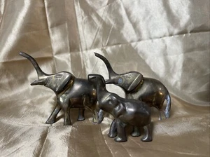 Vintage MCM Messing Elefanten Familie Figuren 3er Set - Bild 1 von 4