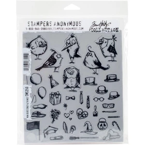 Tim Holtz Cling Stamps 7"X8.5" Mini Bird Crazy & Things - Picture 1 of 3