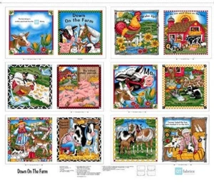 Quilting Treasures ~ Down On The Farm ~ 100% Cotton Soft Fabric Book Panel - Picture 1 of 1