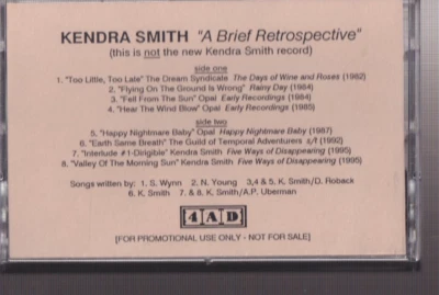 Kendra smith a brief retrospective  cassette promo 1991 4ad - Image 1 of 2