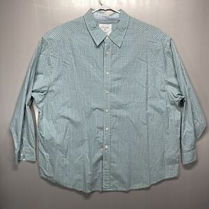 Roundtree & Yorke Casuals Mens Sz 3X Shirt gingham blue Long Sleeve Button down