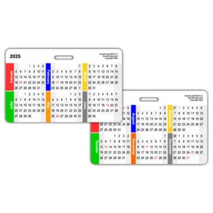 Calendario 2025 Mes a Mes Horz Insignia Tarjeta Identificación Bolsillo Ref Rápido Hoja de Trucos - Imagen 1 de 2