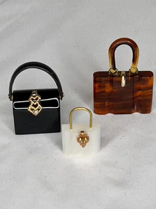 Rare Wilardy Miniature Lucite Handbag Set Signed Will Hardy 3 Bag Collection MCM - Picture 1 of 9