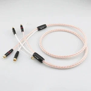 8TC 7N OCC PHONO Cable U spade Plug Grounding Plug-in Audio Phono Tonearm Cables - Picture 1 of 6