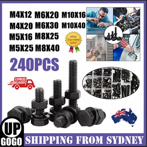 240PCS Hex Head Nut and Bolt M4 M5 M6 M8 M10 Kit Tools Washer Assortment Box New - Picture 1 of 12