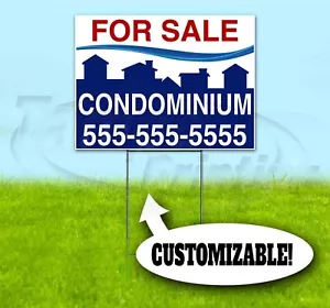 CONDOMINIUM FOR SALE CUSTOM 18x24 Yard Sign WITH STAKE REALTOR REAL ESTATE - Picture 1 of 5