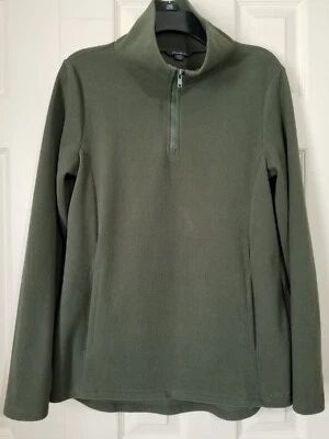 Pullover polar Eddie Bauer para mujer talla M mediano verde polar 1/4 cremallera bolsillos LS Foto 1 de 4