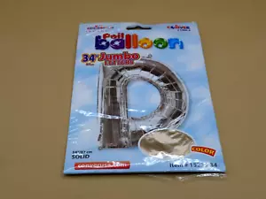 XL 34" Jumbo Letter D Silver Foil Balloon Party Decorations - Picture 1 of 2