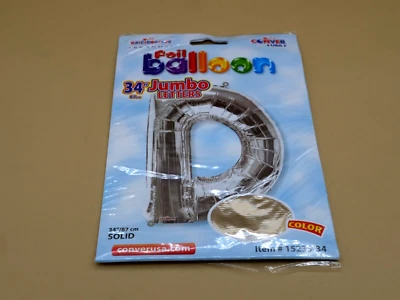 XL 34" Jumbo Letter D Silver Foil Balloon Party Decorations - Image 1 of 2