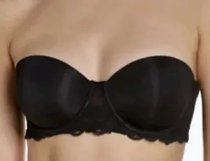 CALVIN KLEIN Seductive Comfort Lace Strapless Convertible Black Push Up Bra 34B - Picture 1 of 5