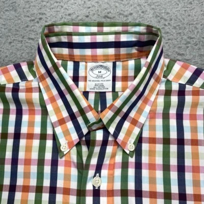 Brooks Brothers Slim Fit Non-Iron Original Polo Shirt Men Medium Plaid SS - Image 1 of 4