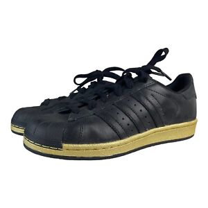 EUC! Adidas Superstar Boy's Size 5.5 Solid Black Gold Sole BB8134 Unisex
