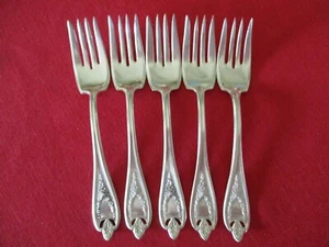 (5) 1847 Rogers Triple x Silverplate Salad Forks, 1911 Old Colony Stk#N - Picture 1 of 4