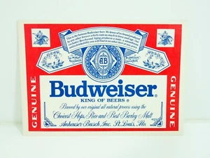 Calcomanía Original Cerveza Budweiser DE COLECCIÓN ETIQUETA GRANDE Vintage Auténtica Pegatina Años 80 - Imagen 1 de 7