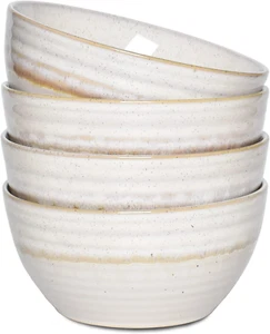 Bosmarlin Ceramic Cereal Bowl Set of 4, 26 Oz, Soup Bowl for Oatmeal, Salad, Dis - Picture 1 of 12