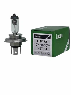 10x Lucas H4 LLB472 Halogen Car Headlight Headlamp Bulb 472 12v 60/55w P43T - Image 1 of 4