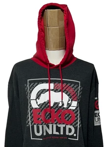Ecko Unlimited Hoodie Y2K Mens 4XL Gray Red Rhino Logo Pullover Hip Hop Skater - Picture 1 of 10