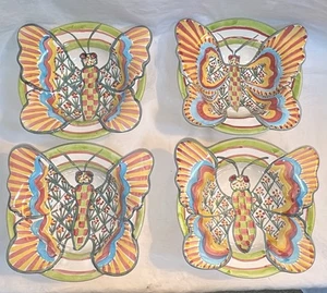 HTF Rare Set of Mackenzie Childs Butterfly Bowls Hand Painted Ceramic ‘04 USA 6” - Picture 1 of 23