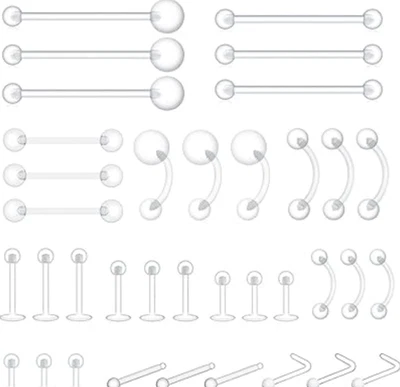 36 Piezas Retenedores Piercing Transparente Bioflex Plástico Joyería para Pezón Lengua Nariz S Foto 1 de 4