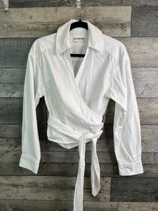 Free People Casey Wrap Top Blouse Size XS Ivory Shirt Long Sleeves We The Free - Picture 1 of 10