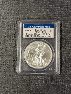 2015 W SP 70 BURNISHED ASE - ANNUAL DOLLAR SILVER EAGLE UNC SET Label PCGS - Image 1 of 4