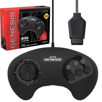 Retro-Bit BIG6 Controller Pad for SEGA Genesis - Original Port - Black - Image 1 of 4