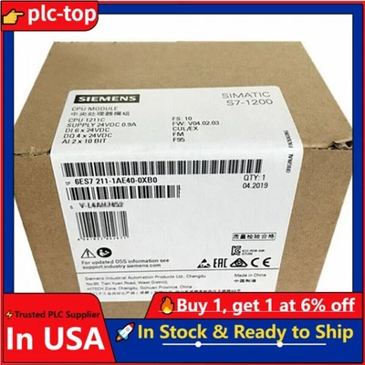 Nova CPU Siemens 6ES7 211-1AE40-0XB0 6ES7211-1AE40-0XB0 SIMATIC S7-1200 1211C - Imagem 1 de 3