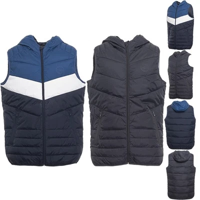 Jack and Jones Puffer Jacket Mens Summer Sleeveless Body Warmer Padded Hoodie - Image 1 of 4