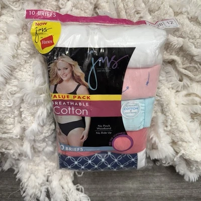 NEW HANES BRIEFS Size 12 Women's JUST MY SIZE Breathable Cotton 10-PACK  Coloful - Image 1 of 4