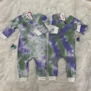 TWIN girls purple tie dye jumpsuits 12m - Picture 1 of 1