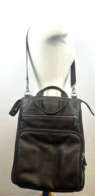 Levenger Dark Brown Leather Laptop Backpack - Image 1 of 4