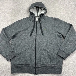 Lacoste Hoodie Men’s Size 6 XL Gray Full Zip Hooded Sweatshirt Long Sleeve Gator - Picture 1 of 15