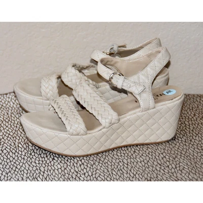 Sandalia de cuero con cuña acolchada marfil Sesto Meucci Tahnee talla 7,5 Foto 1 de 4