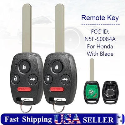2 Remote Key Fob for 2006 2007 2008 2009 2010 2011 Honda Civic Ex Si Key Fob - Image 1 of 4