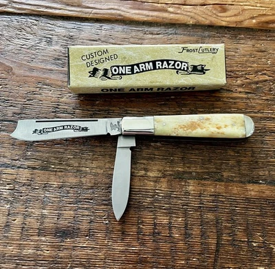 Vintage Frost Cutlery One Arm Razor Knife NOS smooth Bone Scales - Image 1 of 4