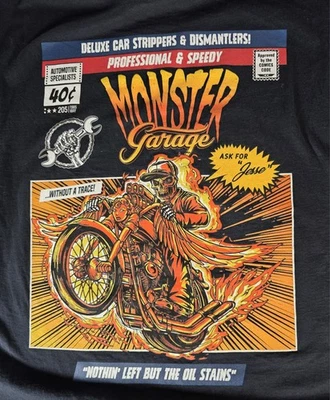 Monster Garage Tee shirt 3XL motorcycle black comic code TV series short sleeve  - Image 1 of 4