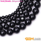 2mm Big Hole Natural Round Black Agate Loose Beads For Jewelry Making Strand 15"