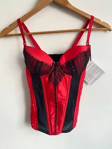 Playboy Corset Top Womens Size 10C Black Red Sheer Adjustable Strap Shaper NWT - Picture 1 of 18