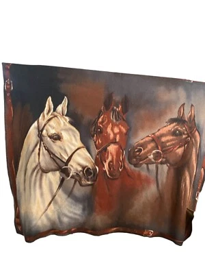 Manta de lana hecha a mano de caballo marrón 57” x 45” imagen de doble cara Foto 1 de 4