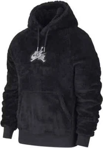 Nike Air Jordan Sherpa Fleece Felpa con Cappuccio Pullover Nero CJ7784-010 Uomo Large - Foto 1 di 3