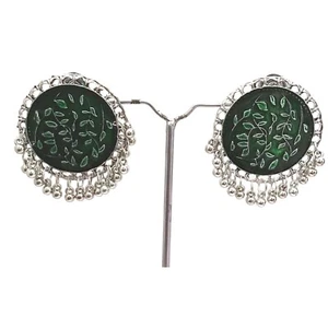 Ethnic Indian Traditional Bollywood Style Silver Oxidized Jhumka Jhumki Earrings - Picture 1 of 10