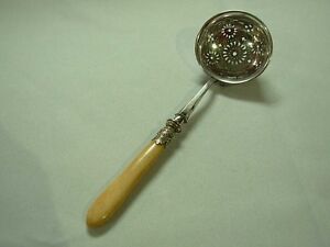 RARE 18thC ANTIQUE ARGENT SWISS SILVER PIERCED SUGAR SIFTER STRAINER LADLE SPOON