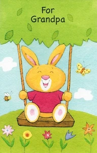 Linda Tarjeta FELIZ CUMPLEAÑOS PARA ABUELO, Rabbit Swing Play de Gallant Greetings +✉� - Imagen 1 de 4