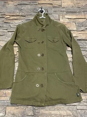 Prana Womens Tori Jacket Sz S Olive Green Military Button Up Fleece Knit - Image 1 of 4