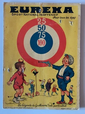 RARE ANCIENNE CIBLE EUREKA SPORT NATIONAL INOFFENSIF / GUILLAUME TELL POULBOT  - Photo 1/2