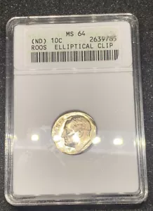 No Date Roosevelt Dime (ND) ROOS ELLIPTICAL CLIP MS64 Rare Coin Rare Error ๐ฅ๐ฅ - Picture 1 of 6