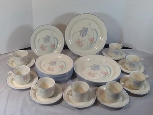 Lenox Sky Blue Wildflower Chinastone Dinnerware Dishes Dinner Luncheon Plates  - Picture 1 of 9